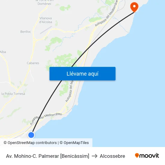 Av. Mohino-C. Palmerar [Benicàssim] to Alcossebre map