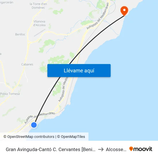 Gran Avinguda-Cantó C. Cervantes [Benicàssim] to Alcossebre map
