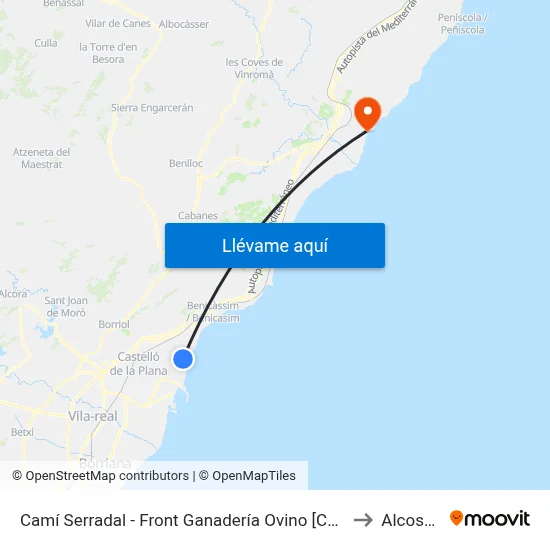 Camí Serradal - Front Ganadería Ovino [Castelló de La Plana] to Alcossebre map