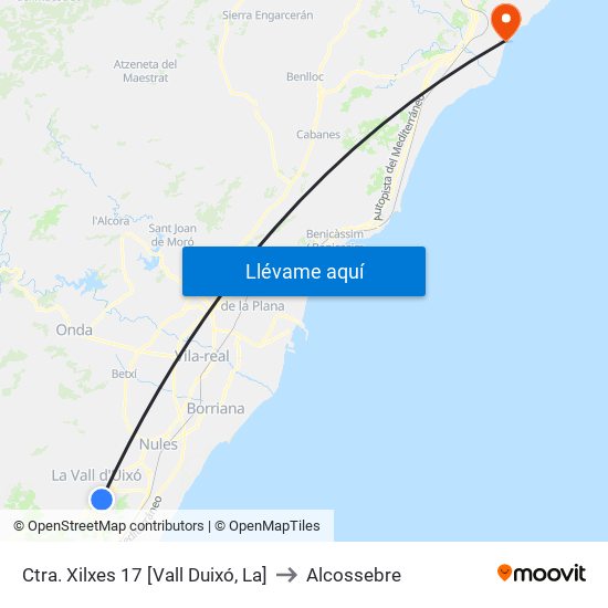 Ctra. Xilxes 17 [Vall Duixó, La] to Alcossebre map