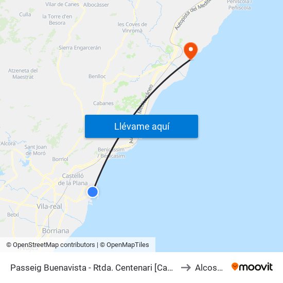 Passeig Buenavista - Rtda. Centenari [Castelló de La Plana] to Alcossebre map