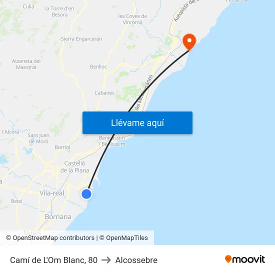 Camí de L'Om Blanc, 80 to Alcossebre map