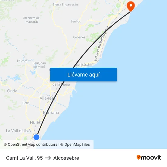 Camí La Vall, 95 to Alcossebre map