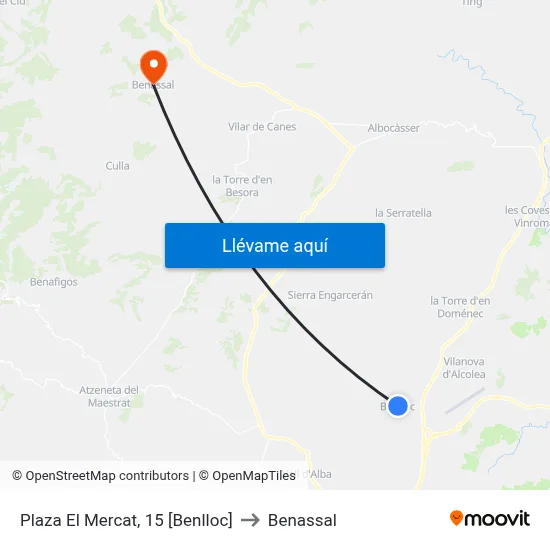 Plaza El Mercat, 15 [Benlloc] to Benassal map