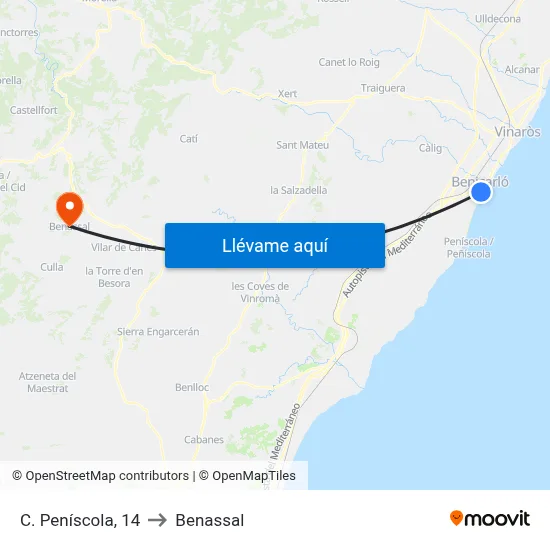 C. Peníscola, 14 to Benassal map