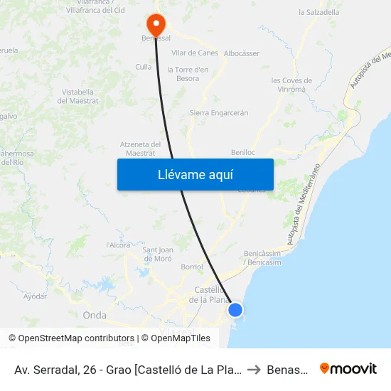 Av. Serradal, 26 - Grao [Castelló de La Plana] to Benassal map