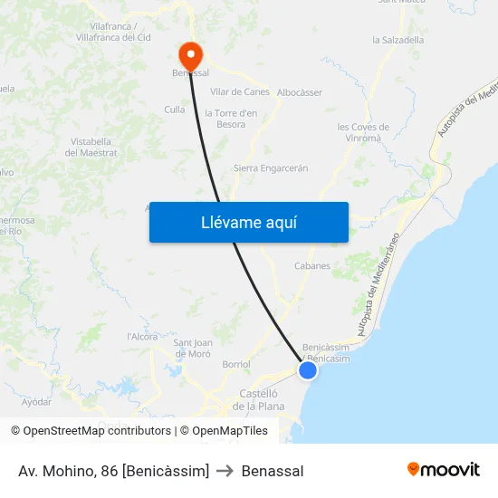 Av. Mohino, 86 [Benicàssim] to Benassal map
