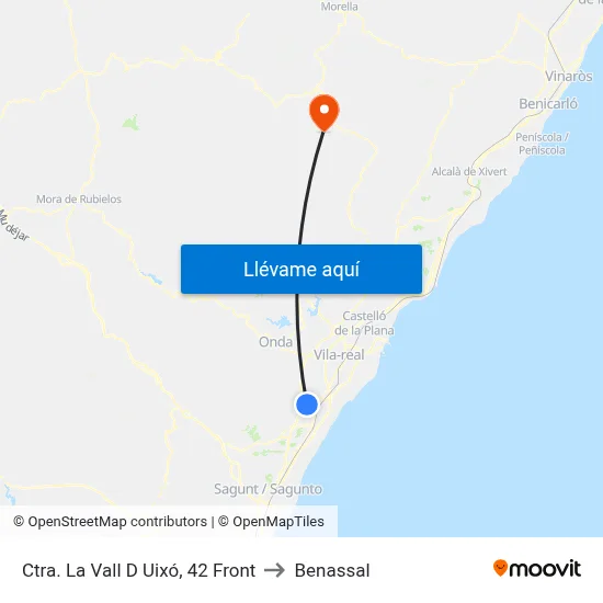 Ctra. La Vall D Uixó, 42 Front to Benassal map