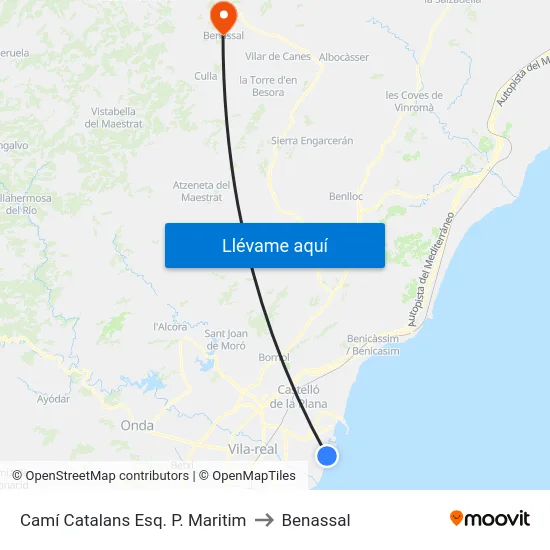 Camí Catalans Esq. P. Maritim to Benassal map