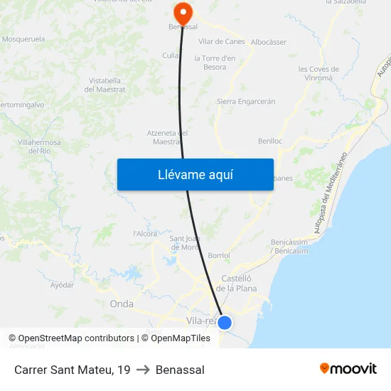 Carrer Sant Mateu, 19 to Benassal map