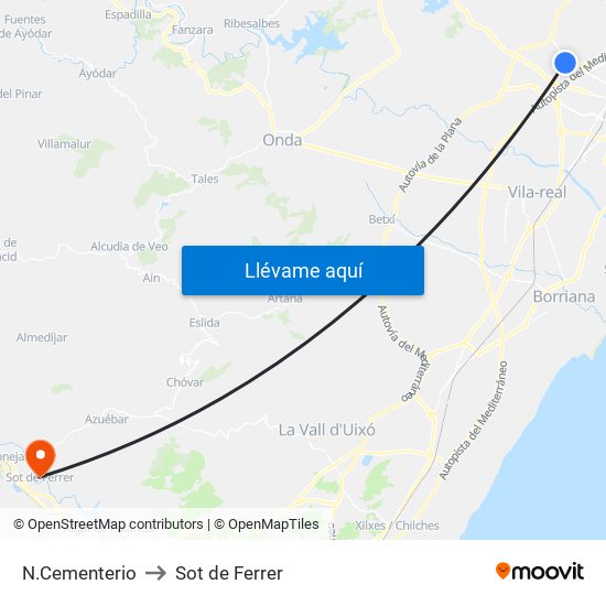 N.Cementerio to Sot de Ferrer map