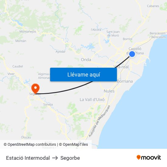 Estació Intermodal to Segorbe map