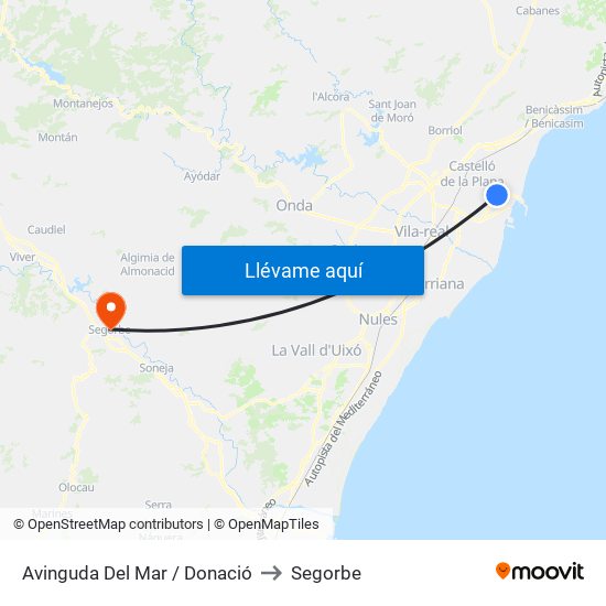 Avinguda Del Mar / Donació to Segorbe map