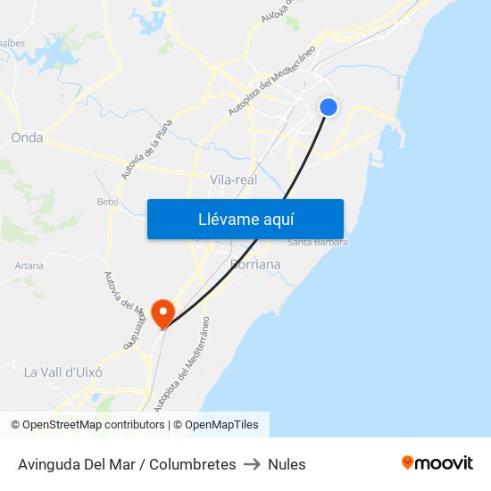 Avinguda Del Mar / Columbretes to Nules map