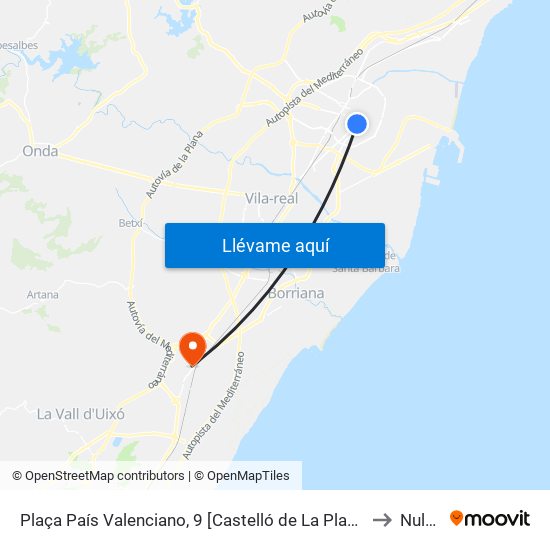 Plaça País Valenciano, 9 [Castelló de La Plana] to Nules map