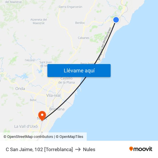 C San Jaime, 102 [Torreblanca] to Nules map