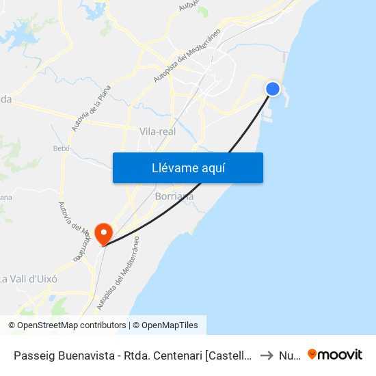 Passeig Buenavista - Rtda. Centenari [Castelló de La Plana] to Nules map