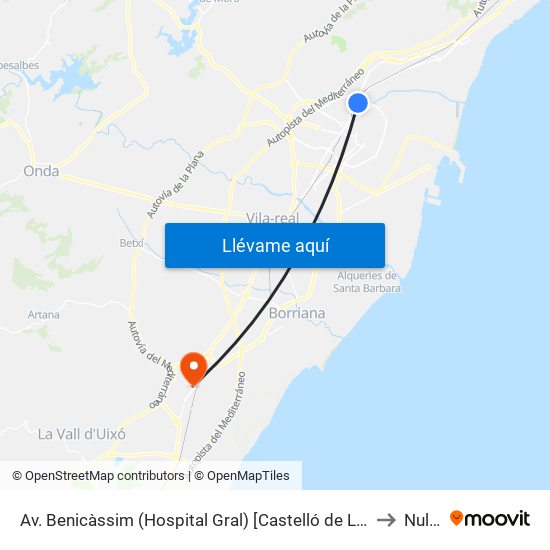 Av. Benicàssim (Hospital Gral) [Castelló de La Plana] to Nules map