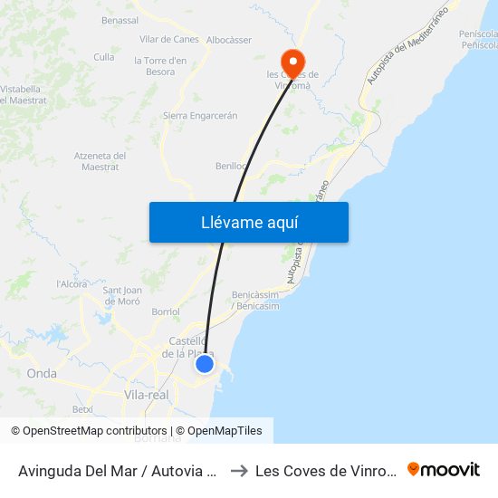 Avinguda Del Mar / Autovia Port to Les Coves de Vinromà map