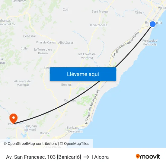 Av. San Francesc, 103 [Benicarló] to l Alcora map