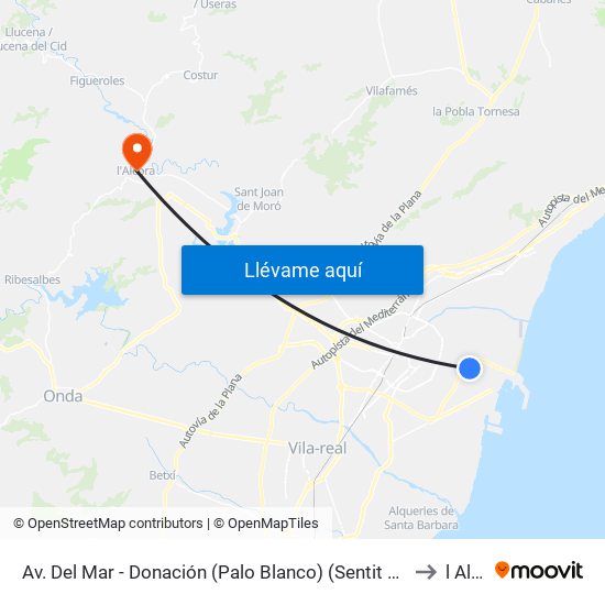 Av. Del Mar - Donación (Palo Blanco) (Sentit Grao) [Castelló de La Plana] to l Alcora map