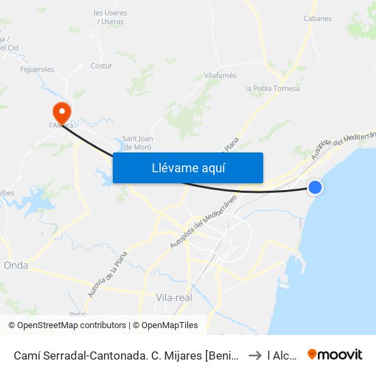 Camí Serradal-Cantonada. C. Mijares [Benicàssim] to l Alcora map