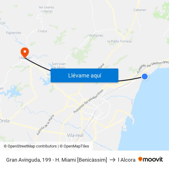 Gran Avinguda, 199 - H. Miami [Benicàssim] to l Alcora map