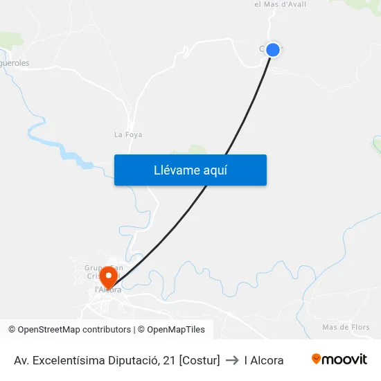 Av. Excelentísima Diputació, 21 [Costur] to l Alcora map