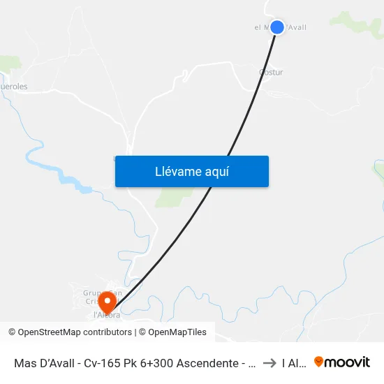 Mas D’Avall - Cv-165 Pk 6+300 Ascendente - Carretera Costur [Costur] to l Alcora map