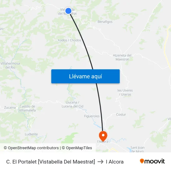 C. El Portalet [Vistabella Del Maestrat] to l Alcora map