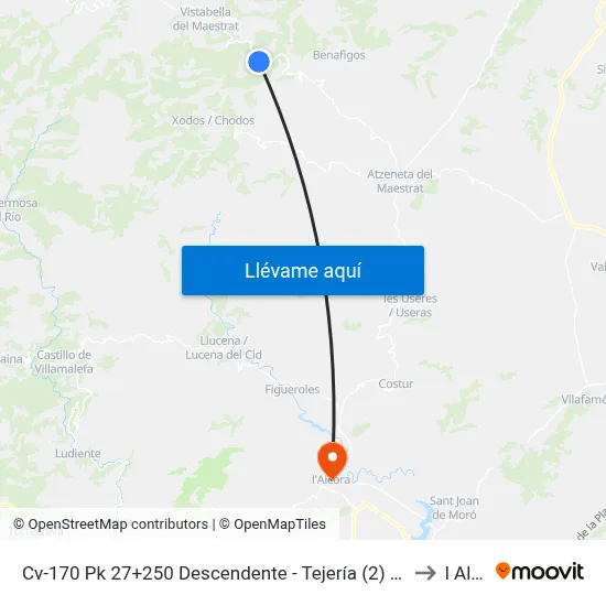 Cv-170 Pk 27+250 Descendente - Tejería (2) [Vistabella Del Maestrat] to l Alcora map