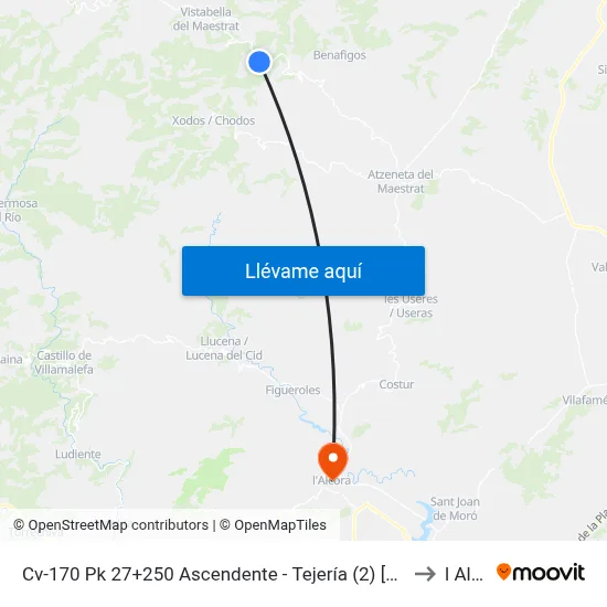 Cv-170 Pk 27+250 Ascendente - Tejería (2) [Vistabella Del Maestrat] to l Alcora map