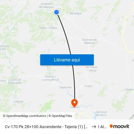 Cv-170 Pk 28+100 Ascendente - Tejería (1) [Vistabella Del Maestrat] to l Alcora map