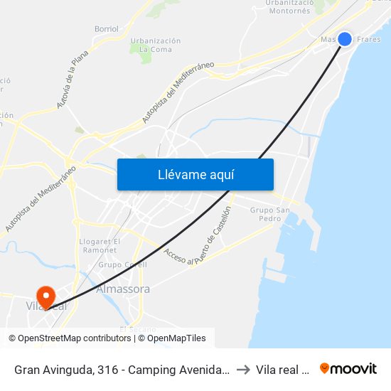 Gran Avinguda, 316 - Camping Avenida [Benicàssim] to Vila real Spain map
