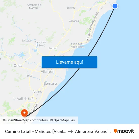 Camino Latall - Mañetes [Alcalà de Xivert] to Almenara Valencia Spain map