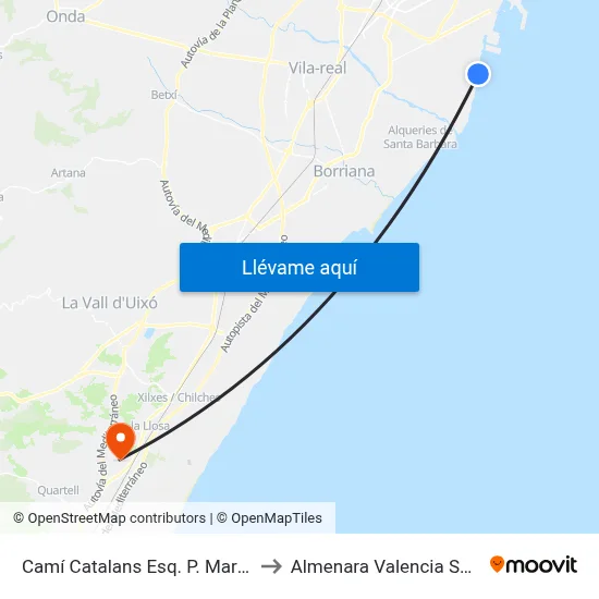 Camí Catalans Esq. P. Maritim to Almenara Valencia Spain map