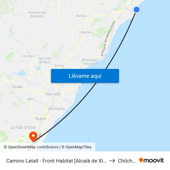 Camino Latall - Front Habitat [Alcalà de Xivert] to Chilches map