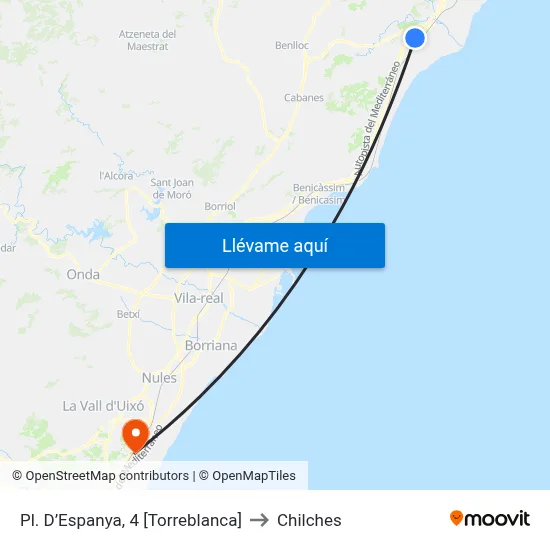 Pl. D’Espanya, 4 [Torreblanca] to Chilches map