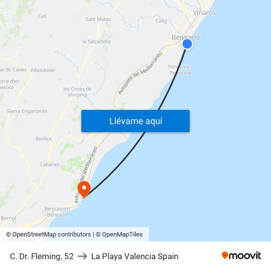 C. Dr. Fleming, 52 to La Playa Valencia Spain map