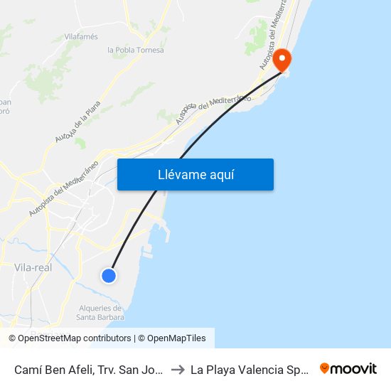 Camí Ben Afeli, Trv. San José to La Playa Valencia Spain map