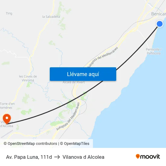 Av. Papa Luna, 111d to Vilanova d Alcolea map