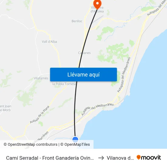 Camí Serradal - Front Ganadería Ovino [Castelló de La Plana] to Vilanova d Alcolea map
