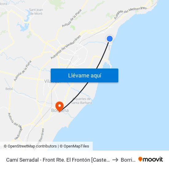Camí Serradal - Front Rte. El Frontón [Castelló de La Plana] to Borriana map