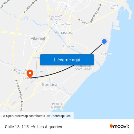 Calle 13, 115 to Les Alqueries map