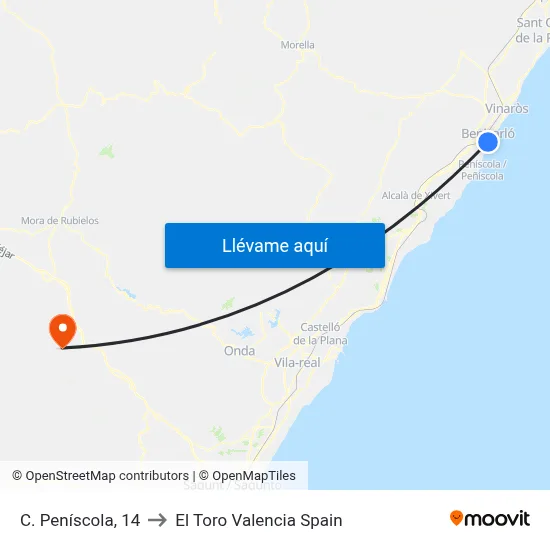 C. Peníscola, 14 to El Toro Valencia Spain map