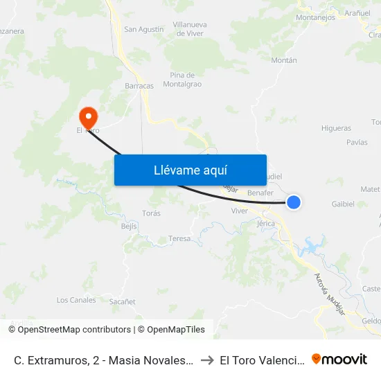 C. Extramuros, 2 - Masia Novales (A Demanda) to El Toro Valencia Spain map