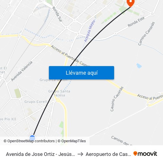 Avenida de Jose Ortiz - Jesús y Maria to Aeropuerto de Castellon map