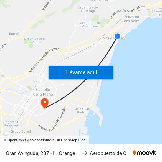Gran Avinguda, 237 - H. Orange [Benicàssim] to Aeropuerto de Castellon map