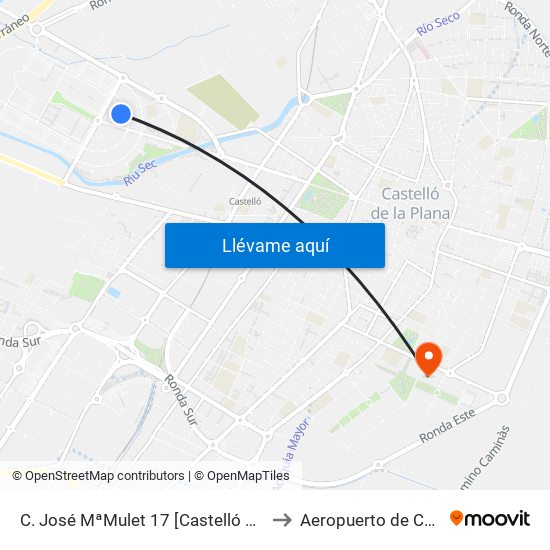 C. José MªMulet 17 [Castelló de La Plana] to Aeropuerto de Castellon map