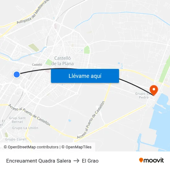 Encreuament Quadra Salera to El Grao map